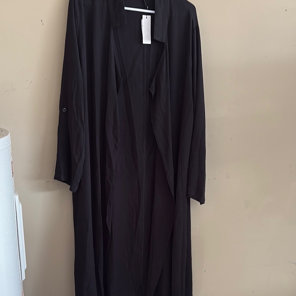 Elegant Black Long Cardigan